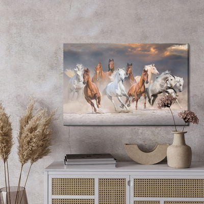 Ljuddämpande tavla - Horses in the desert