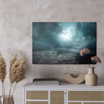 Ljuddämpande tavla - River in a misty forest