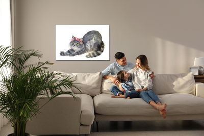 Ljuddämpande tavla - Stretching cat painted