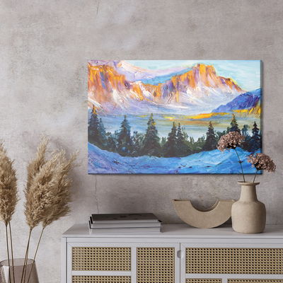 Ljuddämpande tavla - Painted mountain landscape