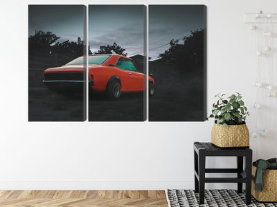 Ljuddämpande tavla - Orange retro car