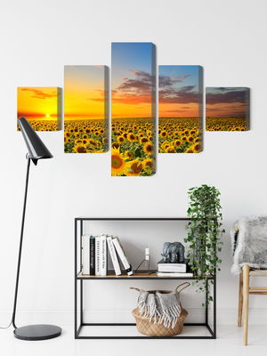 Ljuddämpande tavla - Sunset over a 3d sunflower