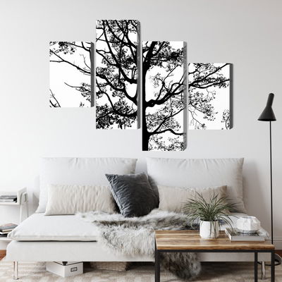 Ljuddämpande tavla - Black tree on a white