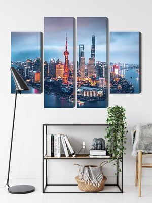 Ljuddämpande tavla - Shanghai panorama at night