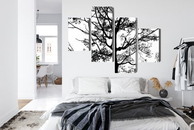 Ljuddämpande tavla - Black tree on a white