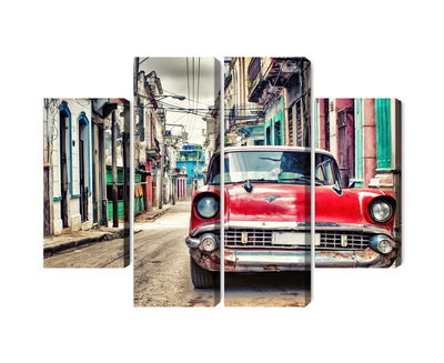 Ljuddämpande tavla - Red chevrolet car in retro