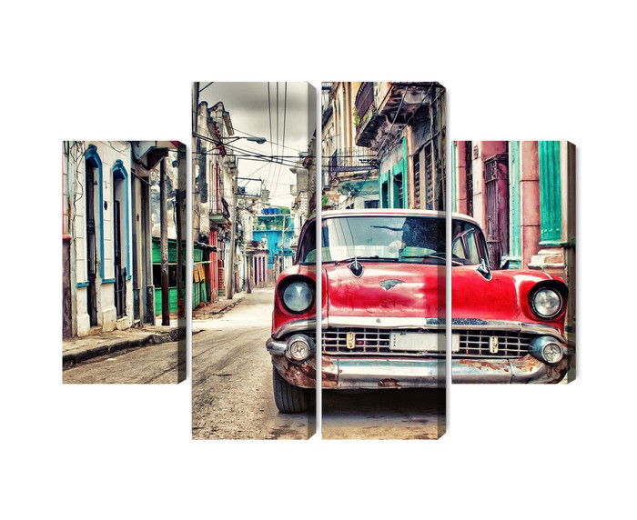 Ljuddämpande tavla - Red chevrolet car in retro