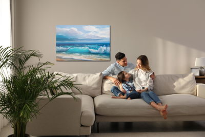 Ljuddämpande tavla - Painted sea waves