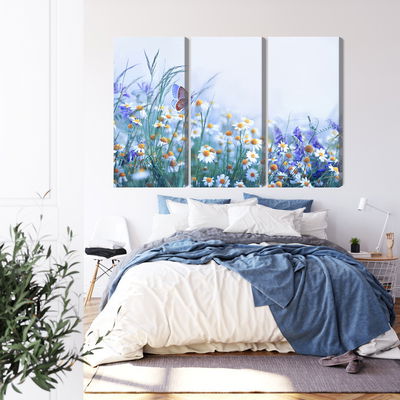 Ljuddämpande tavla - Butterfly and wildflowers