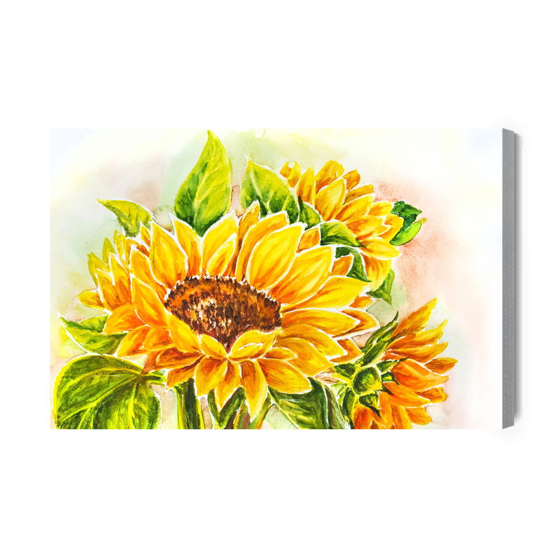 Ljuddämpande tavla - Watercolor sunflower flowers