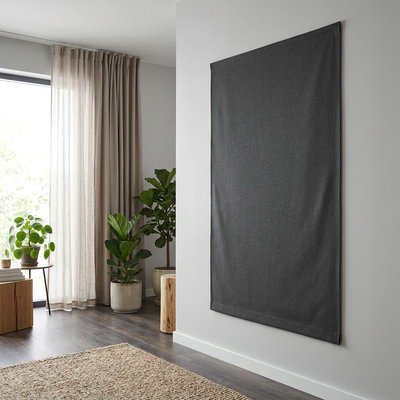SilentDirect Acoustic Wall Textile gray wall fabric installed in a room
