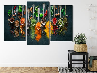 Ljuddämpande tavla - Herbs and spices on spoons