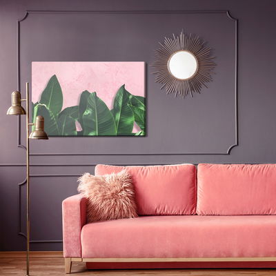 Ljuddämpande tavla - Tropical plants on a pink