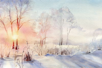 Ljuddämpande tavla - Sunrise in the winter forest