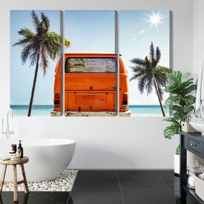 Ljuddämpande tavla - Retro car between palm trees