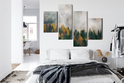 Ljuddämpande tavla - Autumn forest in fog 3d