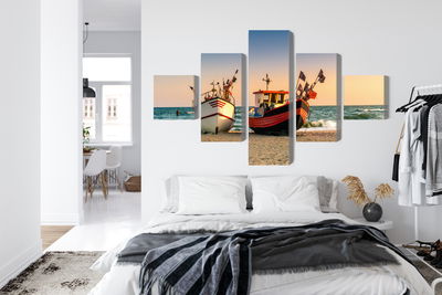 Ljuddämpande tavla - Fishing boats on the beach