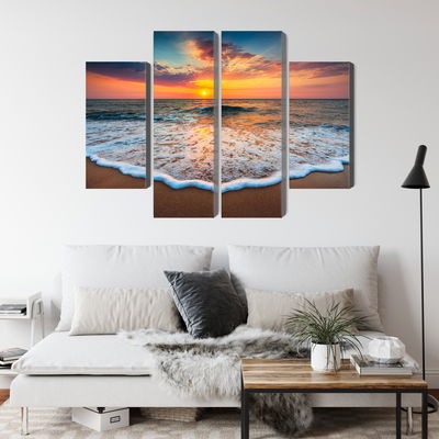 Ljuddämpande tavla - Sunset on the sea 3d