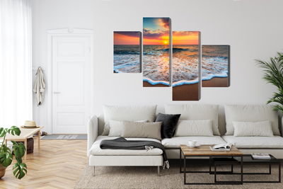 Ljuddämpande tavla - Sunset on the sea 3d