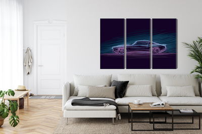 Ljuddämpande tavla - Neon muscle car
