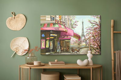 Ljuddämpande tavla - Paris cafe as drawn