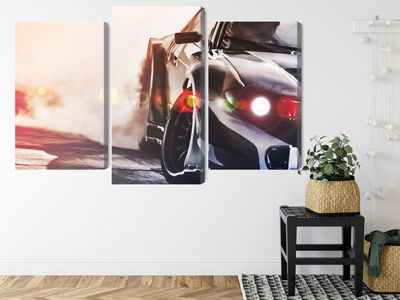 Ljuddämpande tavla - Black drifting 3d car