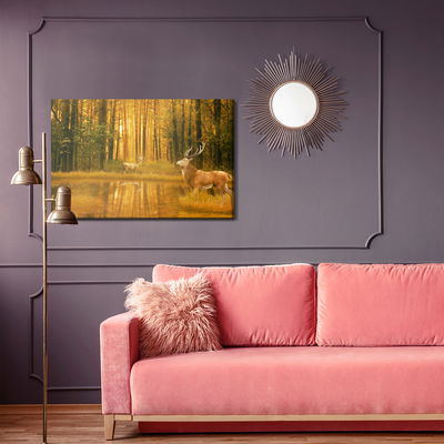 Ljuddämpande tavla - A deer by the lake