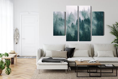 Ljuddämpande tavla - Fog in the green forest