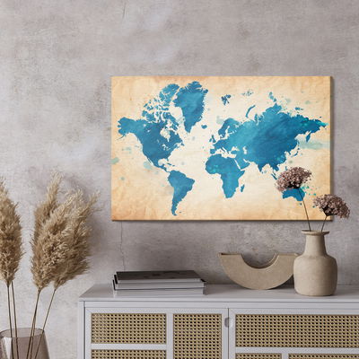 Ljuddämpande tavla - World map in blue tones