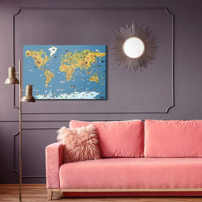 Ljuddämpande tavla - World map with animals