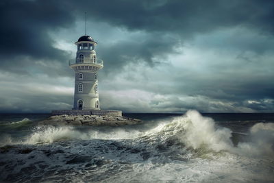 Ljuddämpande tavla - Lighthouse and the stormy sea