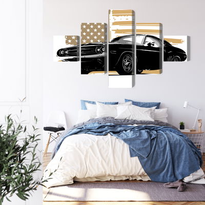 Ljuddämpande tavla - American muscle car with Usa
