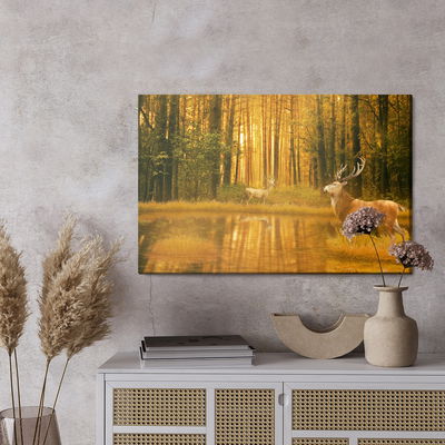 Ljuddämpande tavla - A deer by the lake