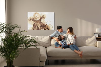 Ljuddämpande tavla - Giraffes - modern art