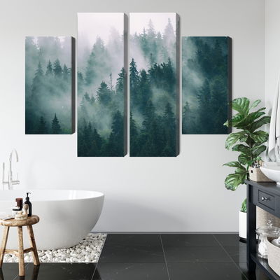 Ljuddämpande tavla - Fog in the green forest