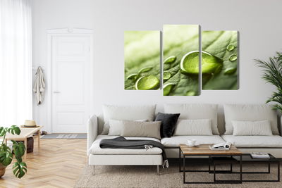 Ljuddämpande tavla - Water drops on a leaf