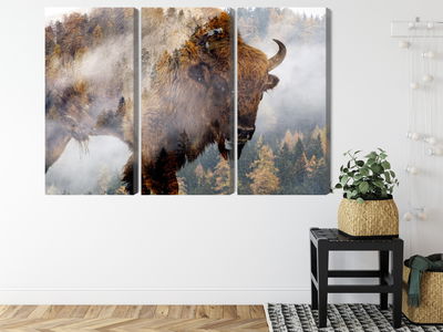 Ljuddämpande tavla - A bison on the background