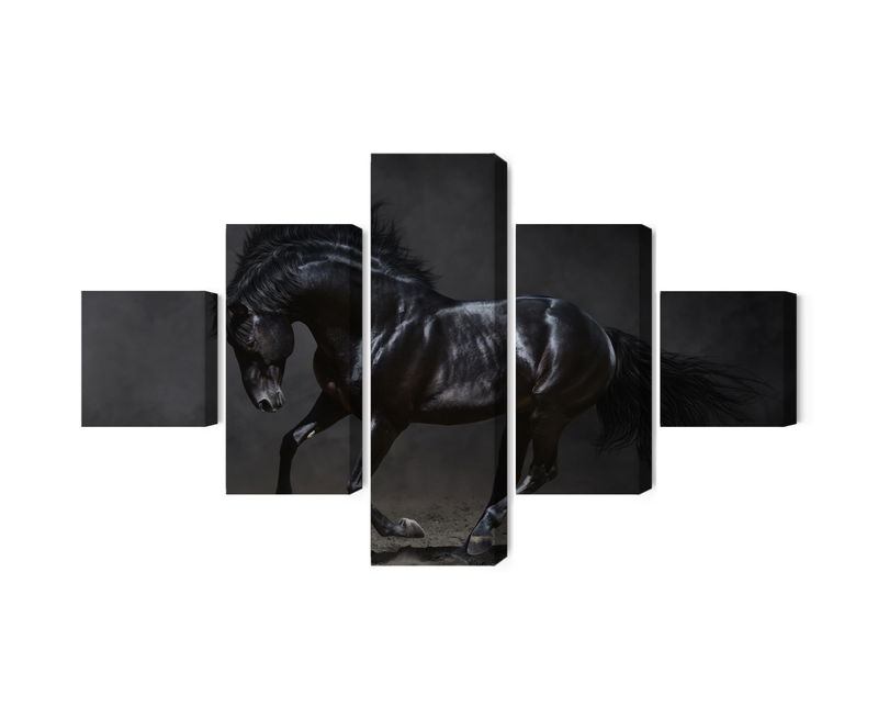 Ljuddämpande tavla - Black horse at a gallop