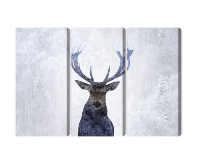 Ljuddämpande tavla - Deer in the winter 3d forest