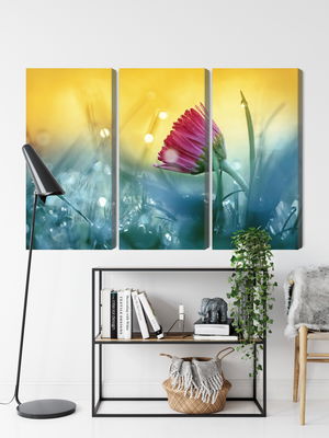 Ljuddämpande tavla - Pink flower on a 3d meadow