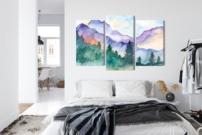 Ljuddämpande tavla - Painted mountain landscape