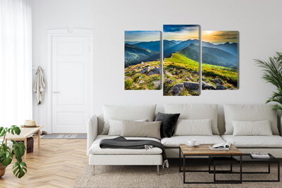 Ljuddämpande tavla - Sunset in the mountains 3d