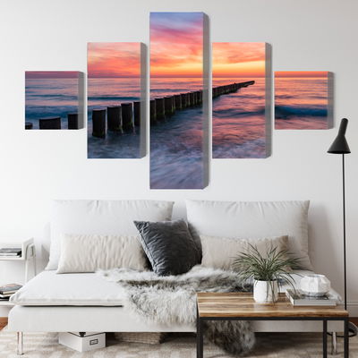 Ljuddämpande tavla - The baltic sea with wooden