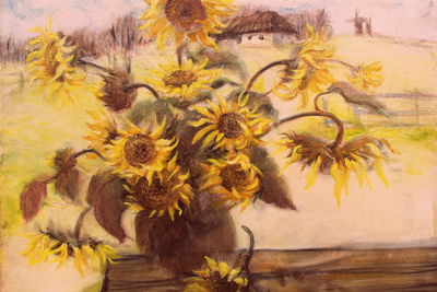 Ljuddämpande tavla - Sunflowers in a vase as