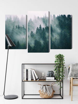 Ljuddämpande tavla - Fog in the green forest