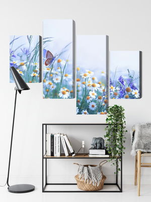 Ljuddämpande tavla - Butterfly and wildflowers