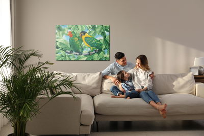 Ljuddämpande tavla - Beautiful colorful parrots