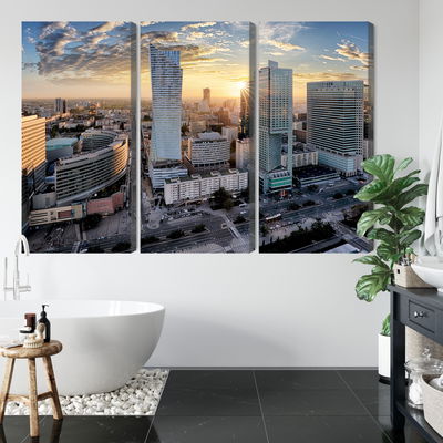 Ljuddämpande tavla - Warsaw skyscrapers at sunset