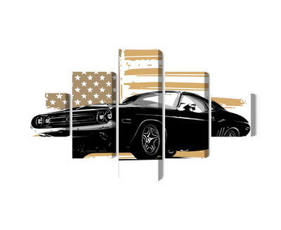 Ljuddämpande tavla - American muscle car with Usa