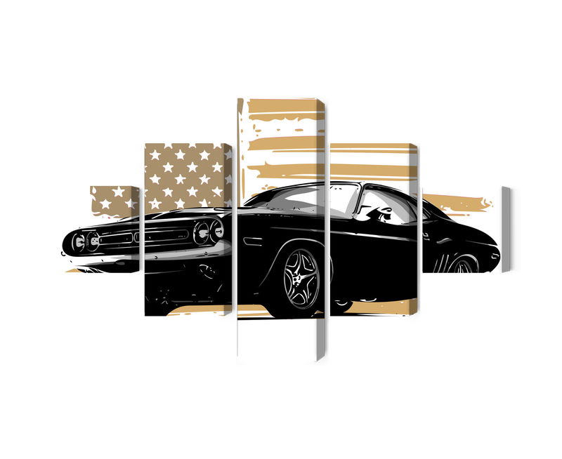 Ljuddämpande tavla - American muscle car with Usa